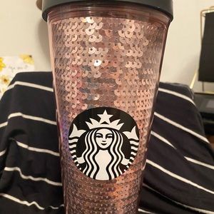 Pink sequin black siren Starbucks mermaid cold cup